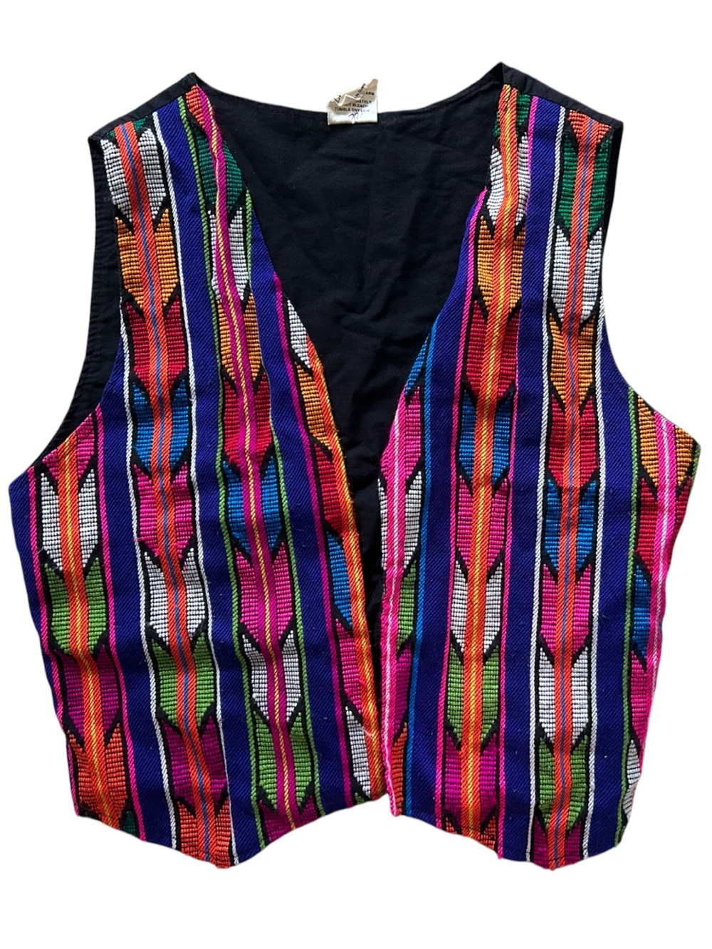 Handmade Guatemalan Folk Art Woven Layering Vest Boho Artisan Indie Festival | M